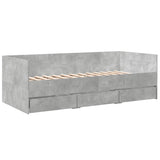 Day bed with drawers without mattress concrete gray 100x200 cm