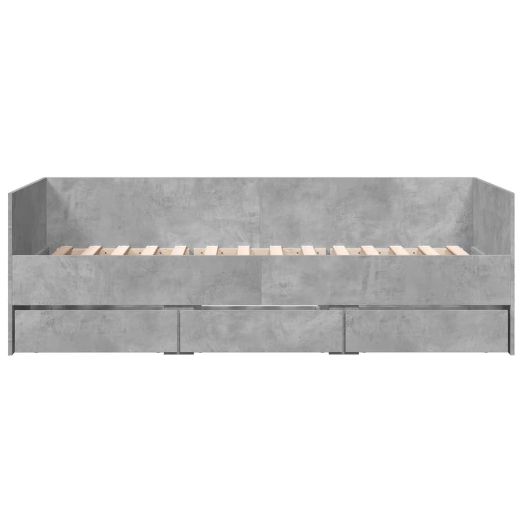 Day bed with drawers without mattress concrete gray 100x200 cm