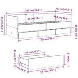 Day bed with drawers without mattress smoked oak 100x200 cm