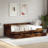 Day bed with drawers without mattress smoked oak 100x200 cm