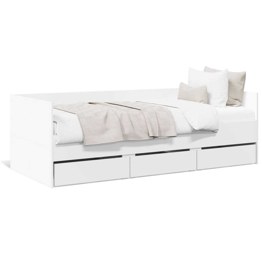 Day bed with drawers without mattress white 90x200 cm