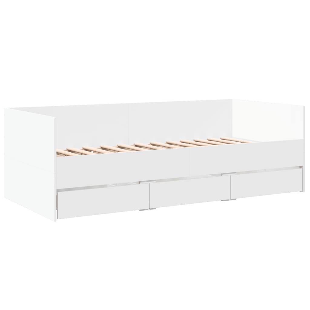 Day bed with drawers without mattress white 90x200 cm