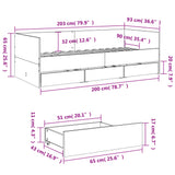 Day bed with drawers without mattress white 90x200 cm