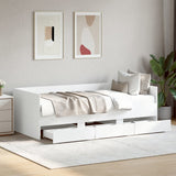 Day bed with drawers without mattress white 90x200 cm