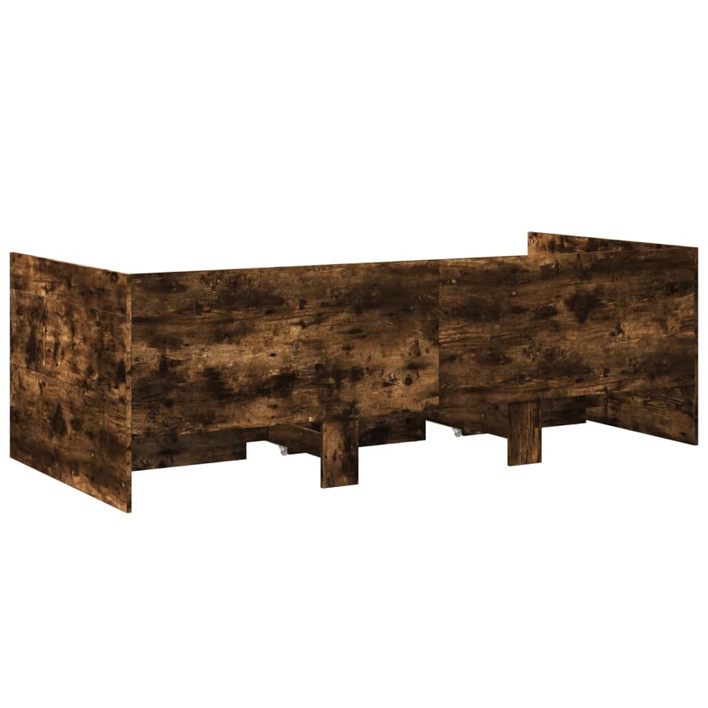 Day bed with drawers without mattress smoked oak 90x200 cm