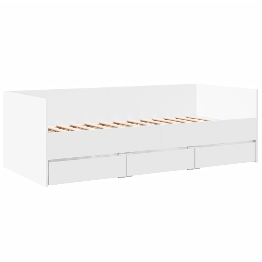 Day bed with drawers without mattress white 90x190 cm