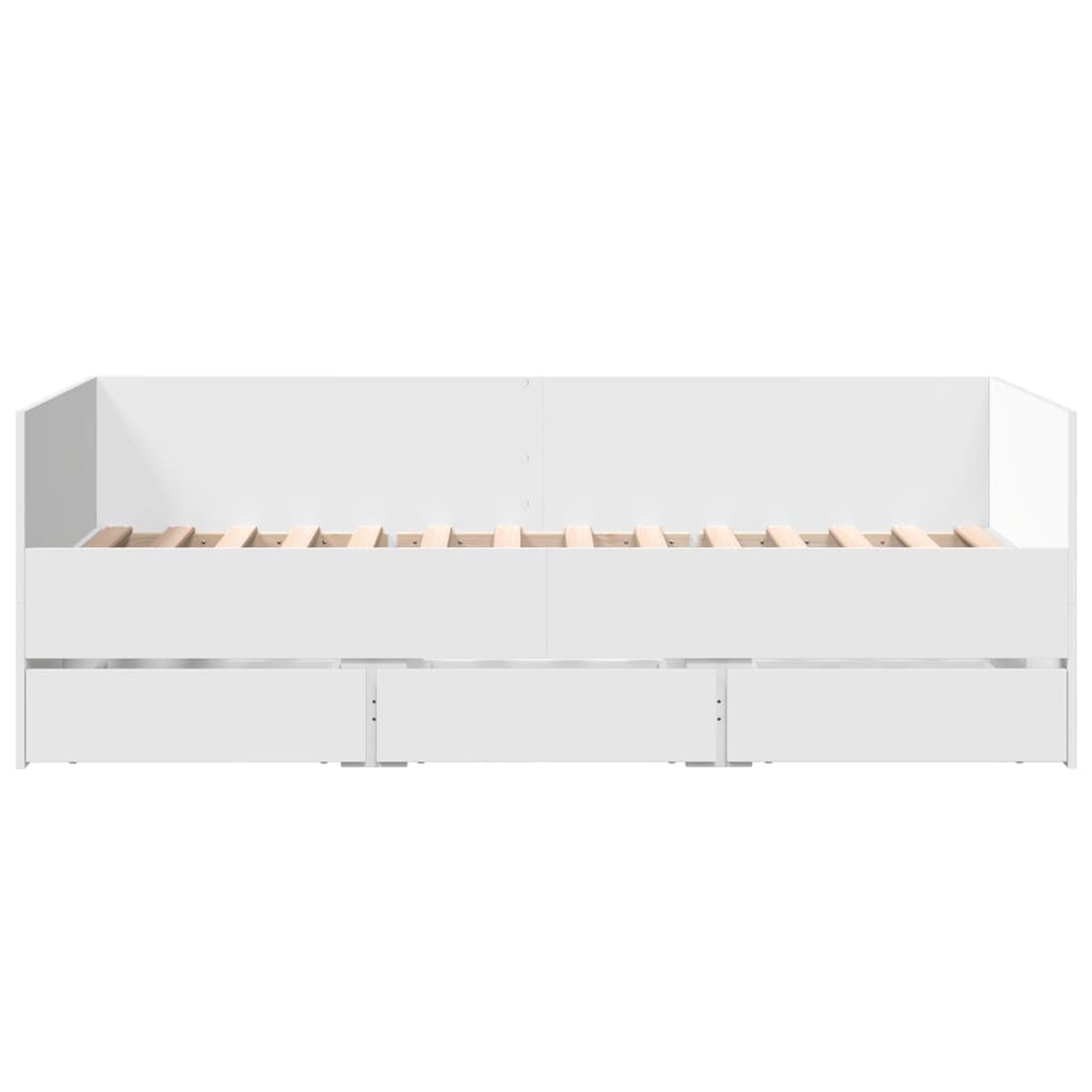 Day bed with drawers without mattress white 90x190 cm