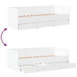 Day bed with drawers without mattress white 90x190 cm