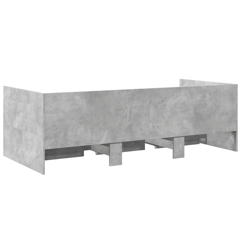 Day bed with drawers without mattress concrete gray 90x190 cm