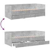 Day bed with drawers without mattress concrete gray 90x190 cm