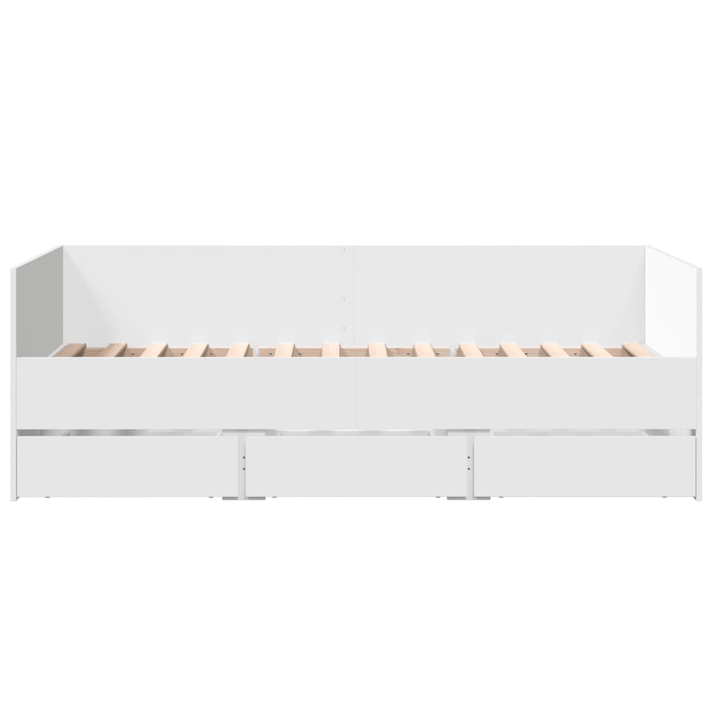 Day bed with drawers without mattress white 75x190 cm