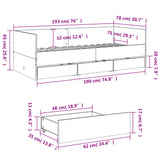 Day bed with drawers without mattress white 75x190 cm