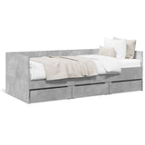 Day bed with drawers without mattress concrete gray 75x190 cm