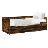 Day bed with drawers without mattress smoked oak 75x190 cm