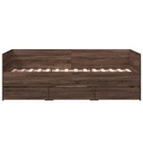 Day bed with drawers without mattress brown oak 75x190 cm