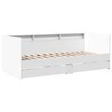 Day bed with drawers without mattress white 100x200 cm