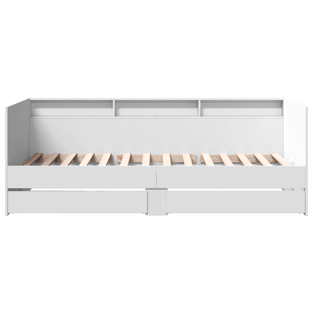 Day bed with drawers without mattress white 100x200 cm