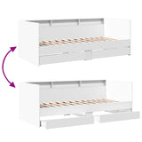 Day bed with drawers without mattress white 100x200 cm