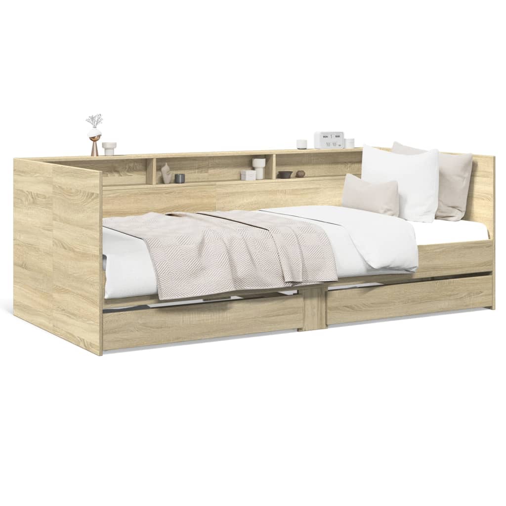 Day bed with drawers without mattress sonoma oak 100x200 cm