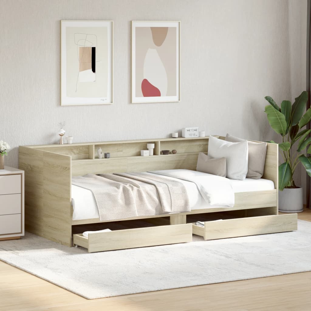 Day bed with drawers without mattress sonoma oak 100x200 cm