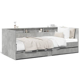 Day bed with drawers without mattress concrete gray 100x200 cm