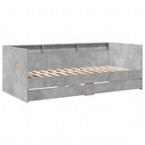 Day bed with drawers without mattress concrete gray 100x200 cm