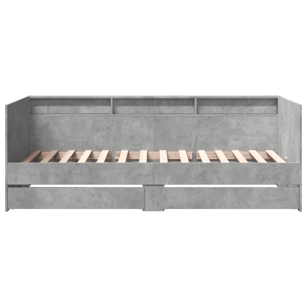 Day bed with drawers without mattress concrete gray 100x200 cm