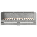 Day bed with drawers without mattress concrete gray 100x200 cm