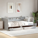 Day bed with drawers without mattress concrete gray 100x200 cm