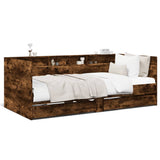 Day bed with drawers without mattress smoked oak 100x200 cm