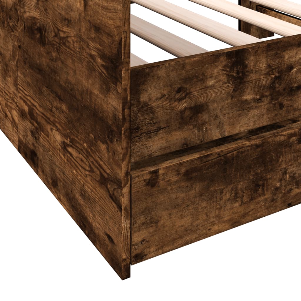 Day bed with drawers without mattress smoked oak 100x200 cm