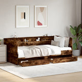 Day bed with drawers without mattress smoked oak 100x200 cm