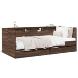 Day bed with drawers without mattress brown oak 100x200 cm