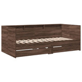 Day bed with drawers without mattress brown oak 100x200 cm