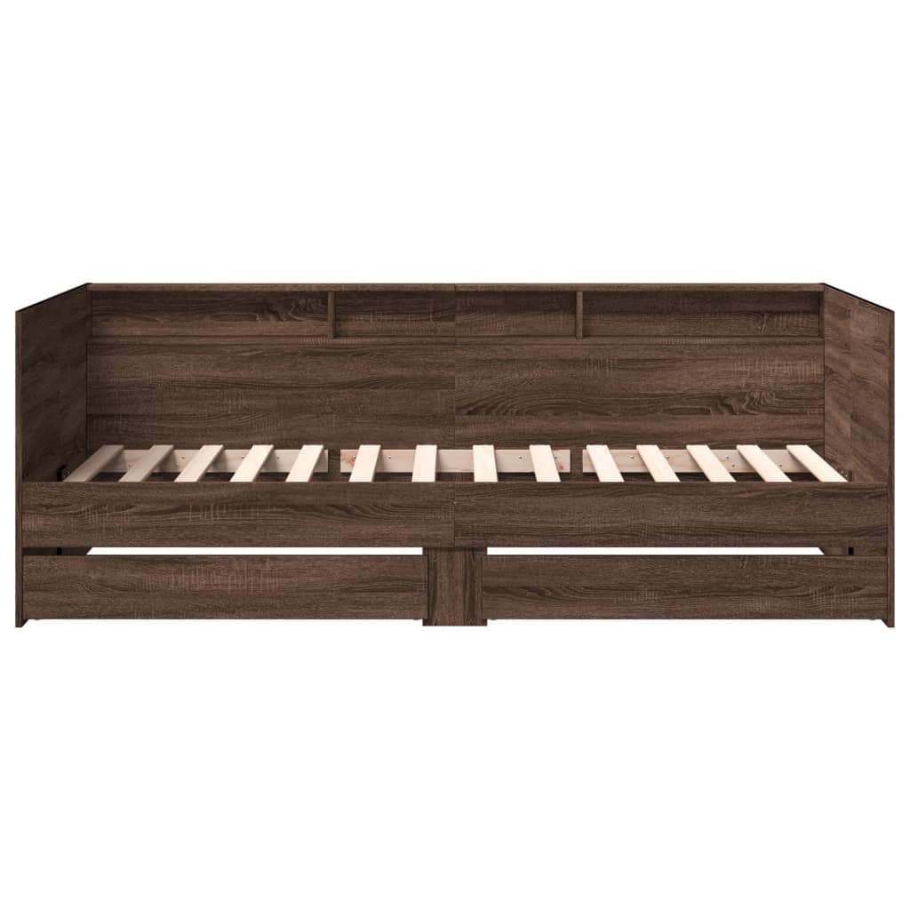 Day bed with drawers without mattress brown oak 100x200 cm