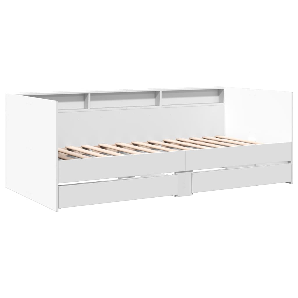 Day bed with drawers without mattress white 90x200 cm