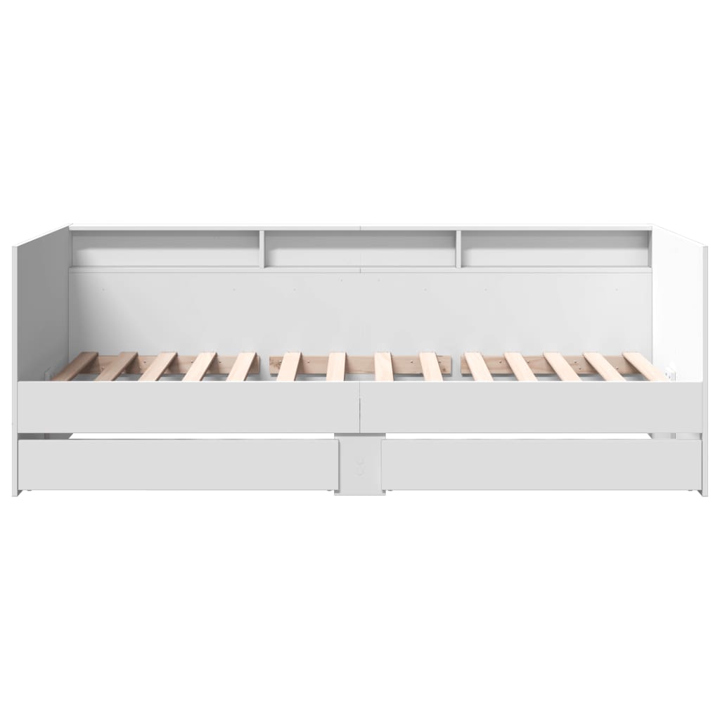 Day bed with drawers without mattress white 90x200 cm