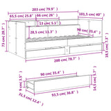 Day bed with drawers without mattress white 90x200 cm