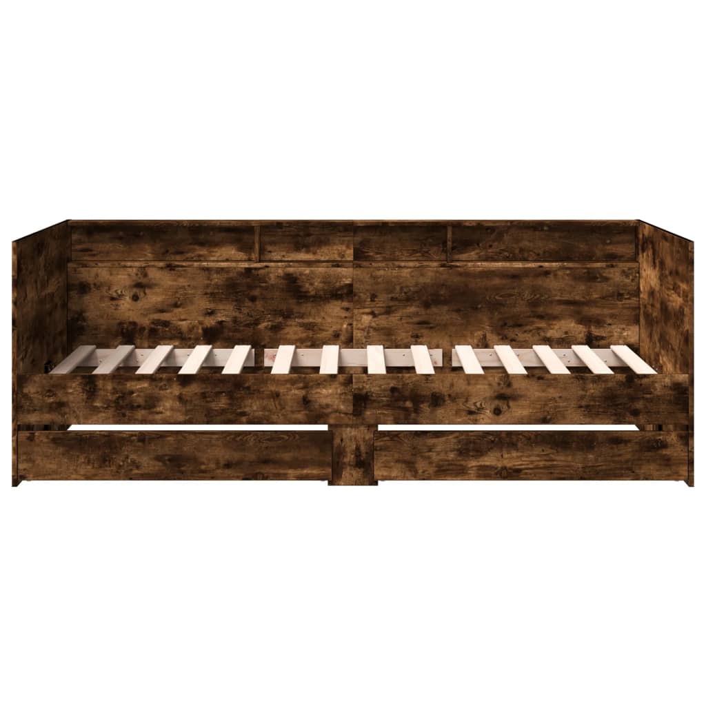 Day bed with drawers without mattress smoked oak 90x200 cm