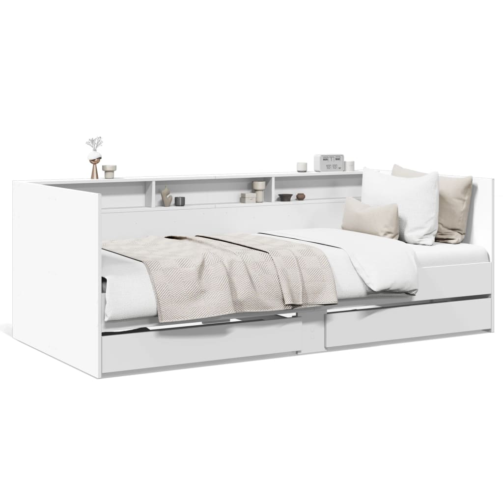 Day bed with drawers without mattress white 90x190 cm