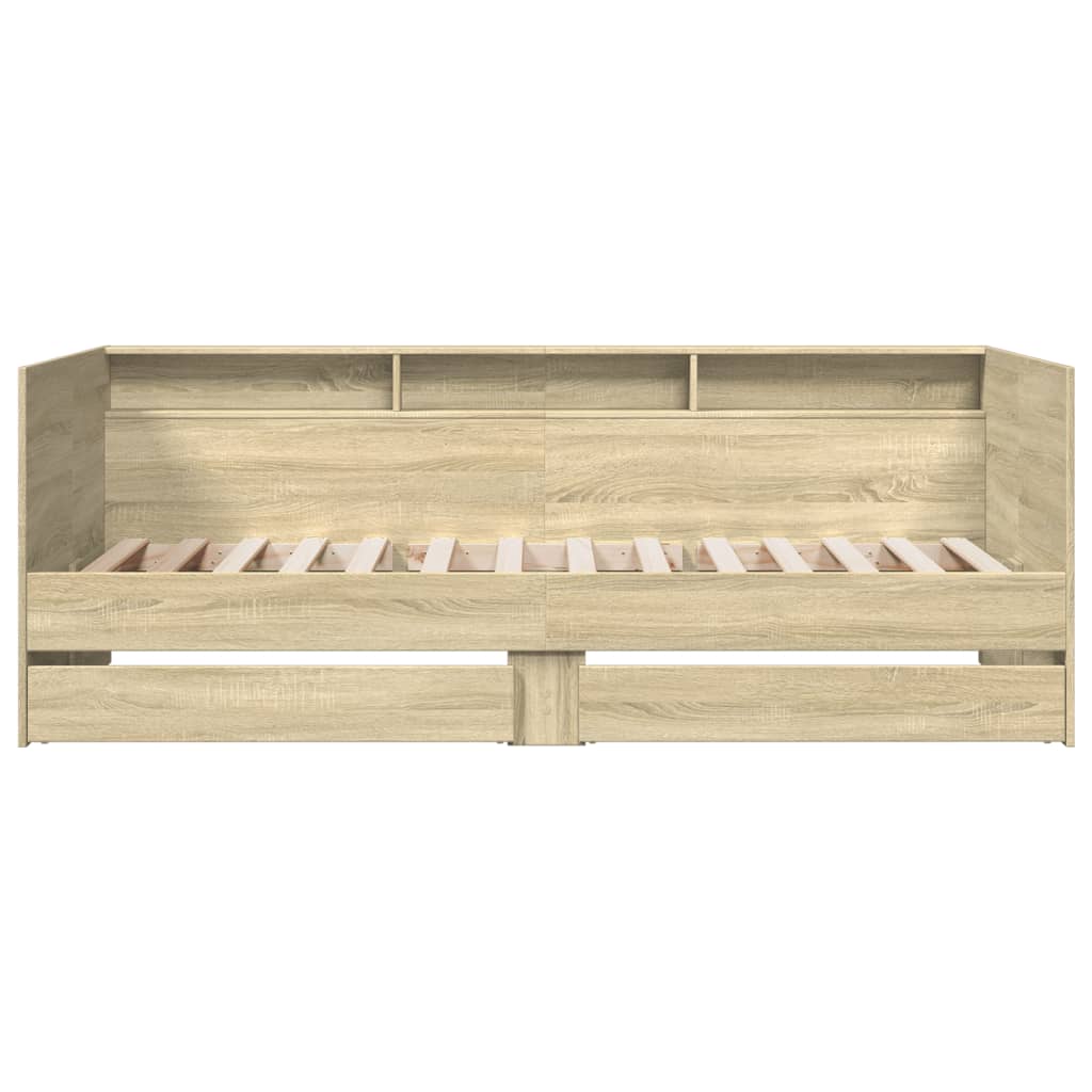 Day bed with drawers without mattress sonoma oak 90x190 cm