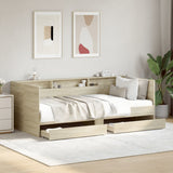 Day bed with drawers without mattress sonoma oak 90x190 cm