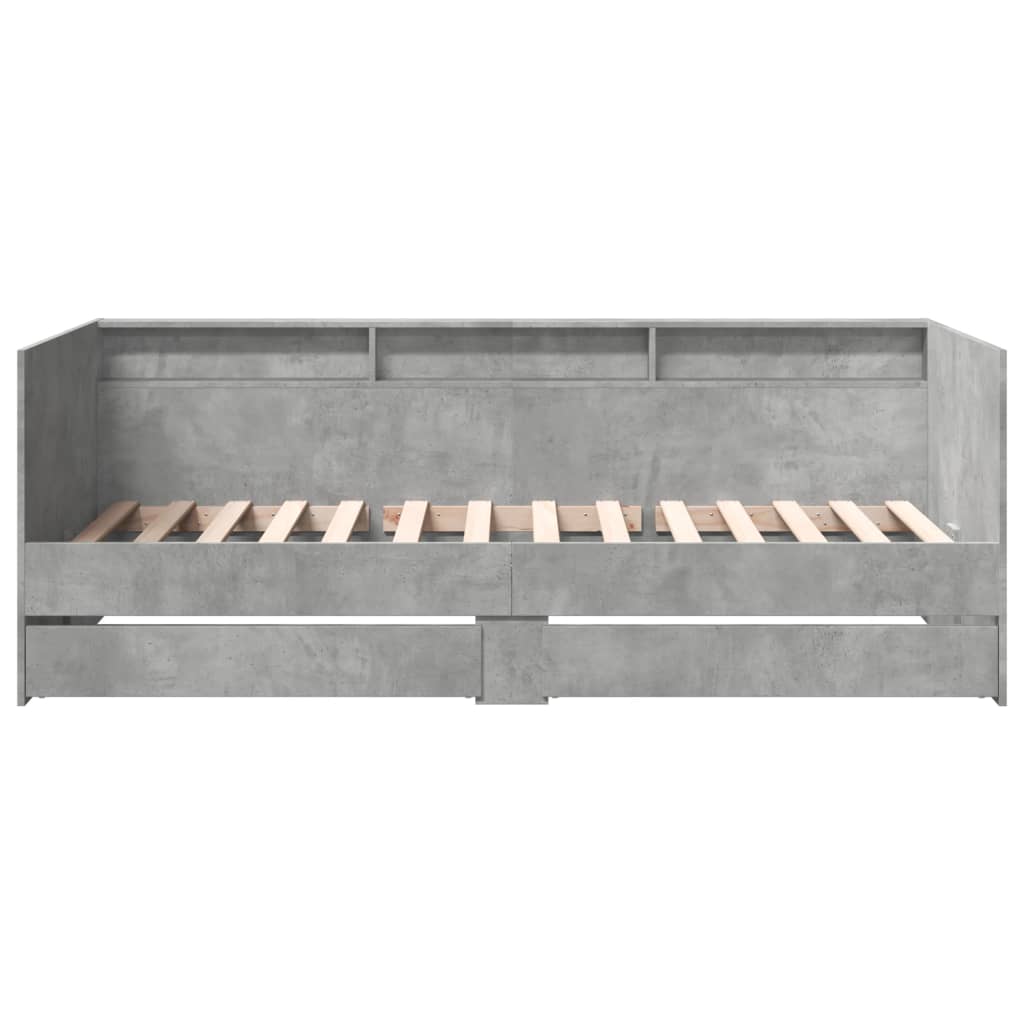 Day bed with drawers without mattress concrete gray 90x190 cm