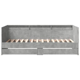 Day bed with drawers without mattress concrete gray 90x190 cm