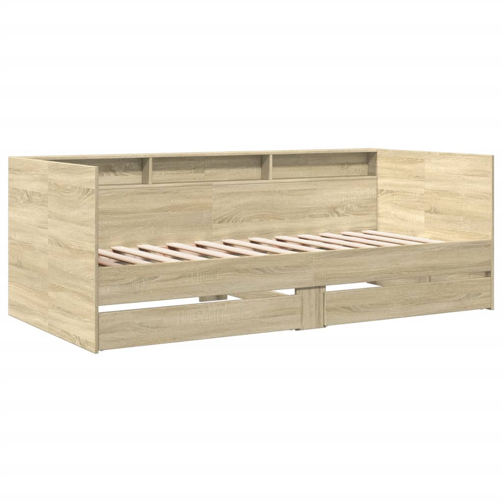 Day bed with drawers without mattress sonoma oak 75x190 cm