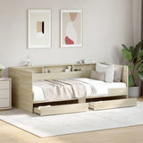 Day bed with drawers without mattress sonoma oak 75x190 cm