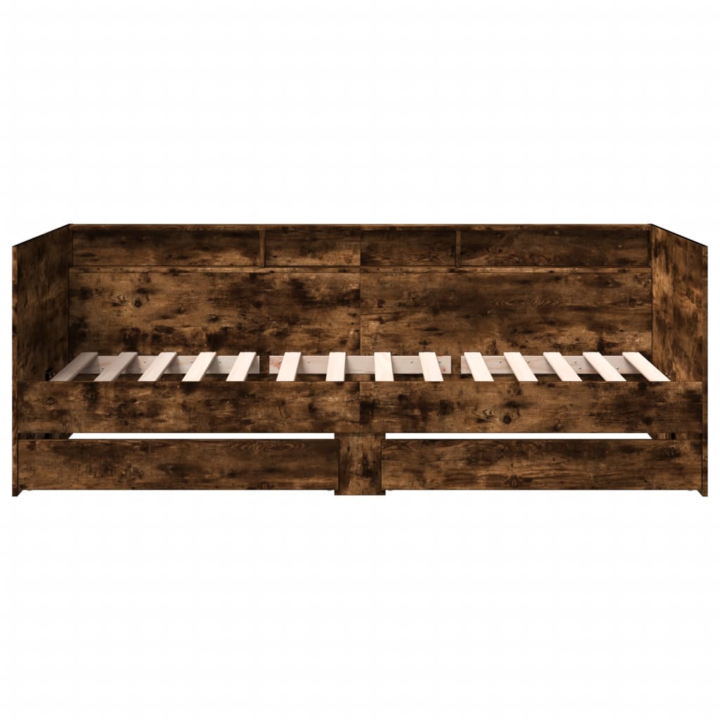 Day bed with drawers without mattress smoked oak 75x190 cm