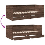 Day bed with drawers without mattress brown oak 75x190 cm