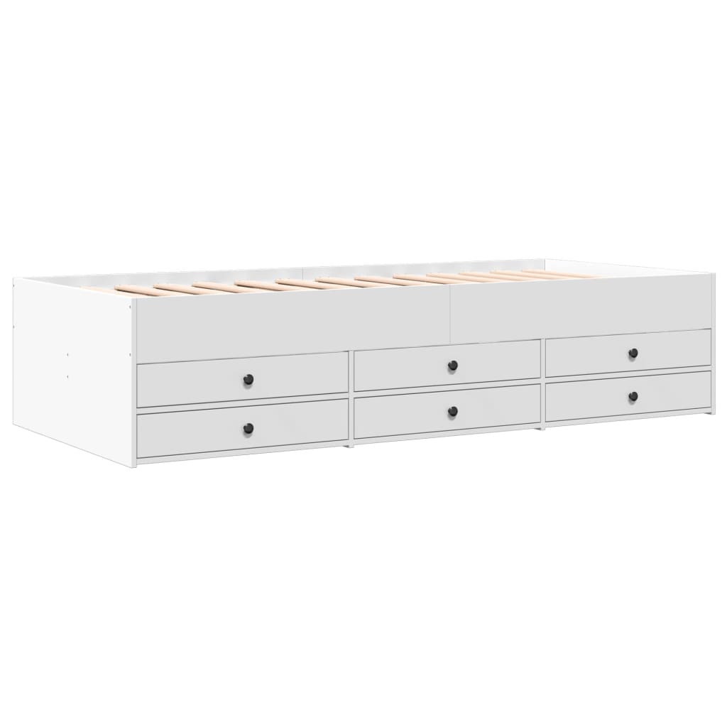 Day bed with drawers without mattress white 100x200 cm