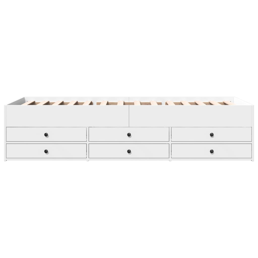 Day bed with drawers without mattress white 100x200 cm